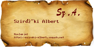 Sziráki Albert névjegykártya